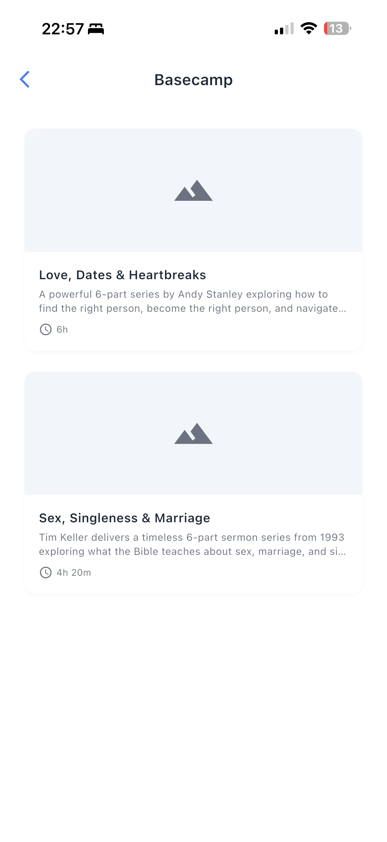 Basecamp teaching library with Tim Keller and Andy Stanley series